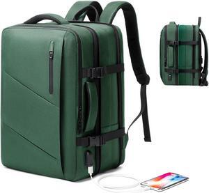 Travel Laptop Backpack, Victoriatourist Extra Large 40L Expandable Carry On Backpack for Women Men with USB Charging Port, Water Resistant Luggage Computer Backpacks Bag Fits 17.3 Inch Notebook, Green