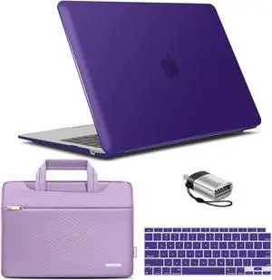 IBENZER Compatible with New MacBook Air 13 inch Case 2022 2021 2020 M1 A2337 A2179 A1932, Hard Shell Case & Sleeve & Keyboard Cover & Type C for Mac Air 13 with Touch ID,Ultra Purple, MAT13-UAPU+3