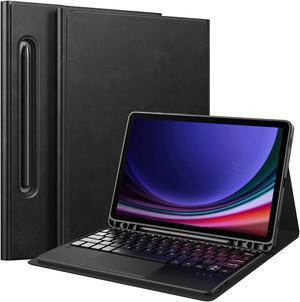 MoKo Keyboard Case for Galaxy Tab S9 FE 5G Case with Keyboard 10.9", Samsung Galaxy Tab S9 Keyboard Case 11" 2023 with S Pen Holder & Touchpad, Multi-Angle Detachable Bluetooth Folio Keyboard, Black
