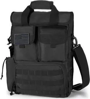 AlcyoneusD Tactical Briefcase,17.3 Inch Military Laptop Messenger Bag Shoulder Crossbody Bag Handbag for Men (17.3''Black)