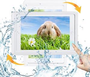 ABHILWY Shower Ipad Holder Waterproof Wall Mounted Upgrade,Bathroom Tablet Case Mount Shelf Rotation,Adhesive Touchable Cradle with Glass Mirror Anti-Fog Screen for Kitchen 12.9 inches Luxury