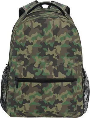 Kids Backpacks for Boy Girl Camo Schoolbag Kids Tactical Backpack Elementary Primary Middle School Bookbags Back to School 16 inch backpack for Child Age 6-8 for School, Outdoor, Camping, Camo Green