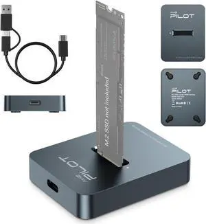 AMZPILOT M.2 NVMe & SATA to USB C Docking Station, M.2 SSD to USB A C Reader Adapter for Both M.2 (M Key, B+M Key) NVMe and SATA NGFF SSD Dock, Size for 2280 2260 2242 2230 Enclosure - Aluminum Alloy