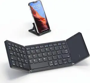 Artciety Foldable Bluetooth Keyboard, Folding Portable Wireless Keyboard with touchpad,Travel pocket Keyboard for IOS Android Windows Mac Smartphone Tablet & Laptop, Sync Up to 3 Devices, Black
