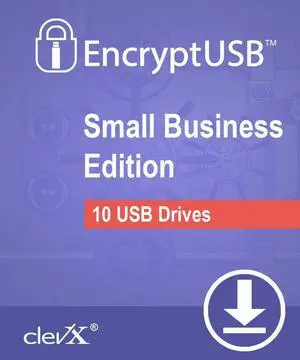 ClevX EncryptUSB - Small Business (SMB) - Automatic Personal Data Security for Portable Drives - 1 Year, up to 10 Portable USB Flash Drives or External HDD/SSD Devices