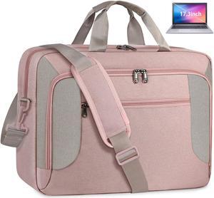 Laptop Bag 17.3 Inch Laptop Briefcase Large Waterproof Laptop Case for Men Women Business Office Work Computer Bag 17 Inch Adjustable Shoulder Messenger Bag, Pink