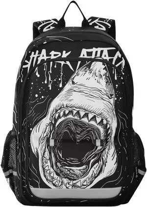 ALAZA Scary Shark Attack Laptop Backpack Purse for Women Men Travel Bag Casual Daypack with Compartment & Multiple Pockets