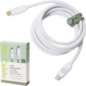 Type C Charger - 20V 5A Fast Charging Cable with 100W Power Output & 20Gps High-Speed Sync Data - USB-C Charger Compatible with Laptops & Smartphones - 6.5 ft Biodegradable Cord - White