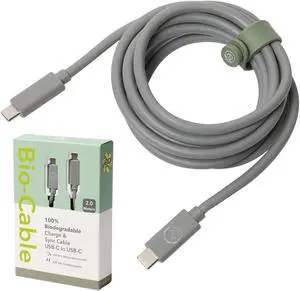 Type C Charger - 20V 5A Fast Charging Cable with 100W Power Output & 20Gps High-Speed Sync Data - USB-C Charger Compatible with Laptops & Smartphones - 6.5 ft Biodegradable Cord - Concrete