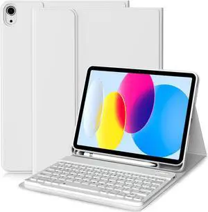 aoub iPad 10th Generation Case with Keyboard 10.9 inch 2022, Detachable Bluetooth Keyboard, Smart Stand Folio Keyboard Cover with Pencil Holder for iPad 10th Gen, Gray
