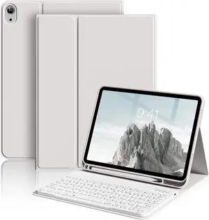 aoub Keyboard Case for iPad (A16) 11th Gen 11 Inch 2025, iPad 10th Generation 10.9 inch 2022 with Pencil Holder, Stand Folio Detachable Wireless Bluetooth Rechargeable Keyboard, Gray