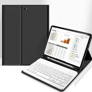 aoub Case for iPad 6th/5th Generation 9.7 inch, iPad Air 2, iPad Air, Stand Folio Detachable Wireless Bluetooth Keyboard Cover Soft TPU Back Case with Pencil Holder for iPad 9.7, Black