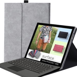 Protective Case for Surface Pro 7/Pro 6/Pro 5/Pro 4 Tablet,Surface12.3 Inch Case, Compatible with Type Cover Keyboard, Business Cover with Pen Holder,Gray