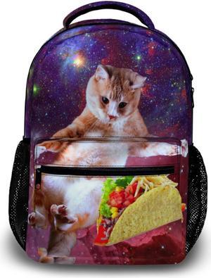 Granbey Space Taco Cat Laptop Backpack - Cute Universe Galaxy Burrito Kitten College Students Bookbags Beautiful Purple Nebula School Bags Travel Computer Notebooks Daypack