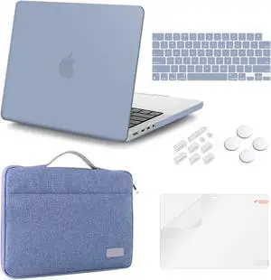 iCasso for MacBook Pro 14 inch Case 2024 2023 2021 Release M4 A3112 A3401 A3185 M3 A2918 A2992 M2 A2779 A2442 M1 Pro/Max, Bundle 5 in 1, Hard Shell Case, Sleeve Bag for Mac Pro 14, Lavender