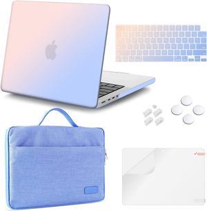 iCasso for MacBook Pro 14 inch Case 2023 2022 2021 Release M3 A2918 A2992 M2 A2779 A2442 M1 Pro/Max Chip, Bundle 5 in 1, Hard Shell Case, Sleeve Bag, Screen Protector, Keyboard Cover -Gradient