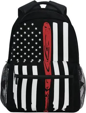 Miaoquhe America Flag Baseball Backpack for Boys Girls Teenagers, Casual School Bookbag Travel Laptop Daypack, Shoulder Bags for Travel Hiking Camping