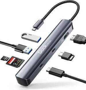 dockteck USB C Hub Multiport Adapter, 7 in 1 USB C Dongle with 4K@60Hz HDMI, 100W PD, USB-C, 2 USB-A 5Gbps Data Slots and TF/SD Card Reader, Dongle for MacBook Air/Pro, Dell XPS, Lenovo HP, Surface