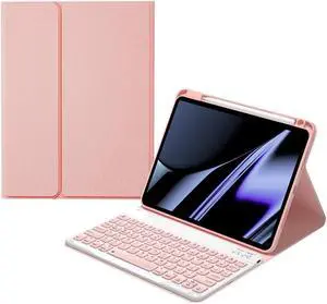 AnMengXinLing iPad Pro 11 2022/2021/2020 Keyboard Case, iPad Pro 11 4th/3rd/2nd Generation Case with Keyboard and Pencil Holder Magnetically Detachable Wireless Bluetooth Keyboard,Pink