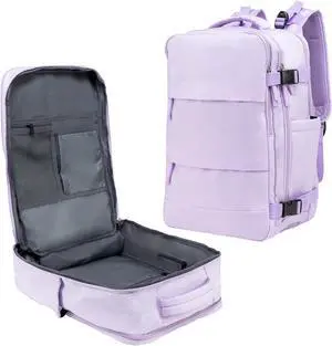 (Not Made In China) Travel Backpack For Women Men Flight Approved, Carry On Laptop Bag, Luggage, Personal Item Backpack Bag, Casual Daypack (Lavender)