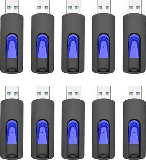 USB 3.0 Flash Drive, JUANWE 16GB Flash Drive 10 Pack USB Drives Thumb Drive 3.0 Retractable Memory Stick Jump Drive for Data Storage and Backupp, Blue 10 Pack