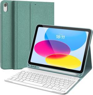CHESONA Keyboard Case for iPad 10th Generation 10.9-inch 2022, Detachable Bluetooth Keyboard, Stand Folio Keyboard Cover with Pencil Holder, Rechargeable Keyboard for iPad 10th Gen 2022 (Lake Green)
