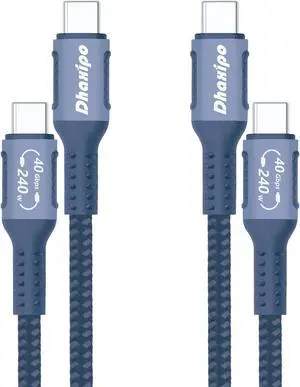 Dhaxipo USB 4 for Thunderbolt 4 Cable 4FT [2 Pack], 40 Gbps Data Transfer with 240W and 4K@144Hz 5K@ 60Hz or 8K@30Hz,Compatible with Thunderbolt 4/3 Cable and USB C,fit for Laptop,Docking,Monitor.