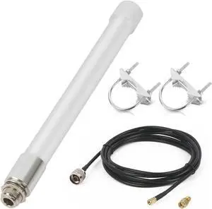 Nelawya WiFi Antenna Dual Band 2.4GHz 5GHz 5.8GHz 8dBi RP-SMA SMA Male Outdoor Indoor Antenna with 10ft KMR195 Cable for WiFi Router Hotspot Security IP Camera