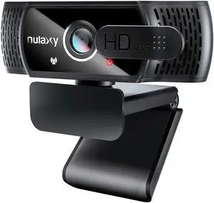 Nulaxy USB Webcam with Microphone, HD 1080p Webcam with Privacy Cover for Laptop PC Desktop, HD Light Correction, Web Camera for Video Calling, Online Classes, Skype, Zoom, FaceTime, Smart TV