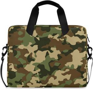 Laptop Shoulder Bag Military Camo Portable Laptop Sleeve Case with Strap for 14/15.6/16in Notebook Computer Messenger Bag for Women Men Briefcase