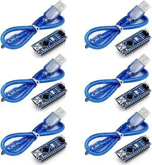 for Nano V3.0 Module ATmega328P 5V 16MHz CH340G Chip Microcontroller Development Board USB Cable for Arduino (6pcs)
