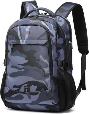 DUSLANG 17 Inch Travel Laptop Backpack Water Resistant Hiking Backpack for Men Laptop Bag with USB Charging Port,Camouflage green