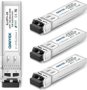 4Pack 10GBase-SR SFP+ LC Module, SFP Multi-Mode Gbic Transceiver 850nm,up to 300 Meters, Compatible with Cisco SFP-10G-SR, Unifi UF-MM-10G, Meraki MA-SFP-10GB-SR,Fortinet,Mikrotik,Netgear,Supermicro