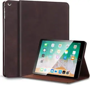 Gexmil Leather Case for Ipad 10.2 2021/2020, Cowhide Folio Cover for New iPad 9th/8th/7th Gen Genuine Leather case, Also applies to iPad 10.2 case 2019(Sand Dark Brown)