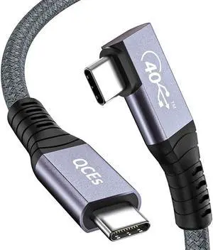QCEs USB 4 Cable for Right Angle Thunderbolt 4 Cable 6Ft, USB C Video Cable 8K60Hz Display, 40Gbps Data Transfer, 100W PD Charging Compatible with iPhone 15 Pro/Max/Plus MacBook Pro iMac