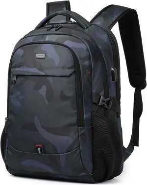 DUSLANG 17 Inch Travel Laptop Backpack Water Resistant Hiking Backpack for Men Laptop Bag with USB Charging Port,Camouflage green