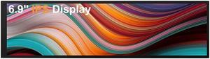 EDIY 6.9 Inch IPS Screen for Aida64 1280x400 Raspberry Pi PC CPU Sub Monitor GPU Vehicle Mounted Fan Speed Analog Long Bar Display with Drive Board