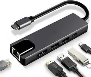 Gewbot USB Type-C Docking Hub Support 4K HDMI + USB 2.0 Ports x 2 + Type C Fast Charging + Ethernet LAN Port/C Conversion Adapter for MacBook/P30/Mate20, Compatible Device Type C Models