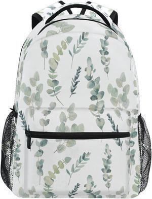 Green Sage School Backpack for Kids Boy Girls Eucalyptus Leaf School Bag Daypack Spring Floral Laptop Bookbags Camping Travel Outdoor Shoulder Bag One Size