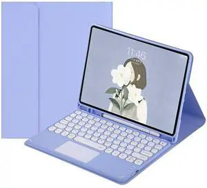 HENGHUI Keyboard Case for iPad 10.2 inch iPad 9th 8th 7th Generation/Air 3rd Gen/iPad Pro 10.5 inch Case with Cute Round Key Candy Color Touchpad Keyboard,Purple