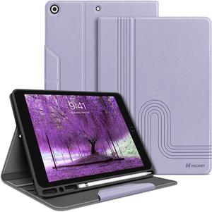 Case for iPad 9th Generation 10.2 Inch 2021 iPad 8th 7th Generation Case 2020/2019 with Pencil Holder Vegan Leather Auto Sleep/Wake Smart Shockproof Protective Cover (Purple)