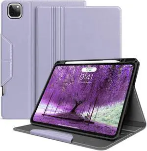 HOLIMET iPad Pro 11 Inch Case 2022 New 4th/3rd/2nd/1st Generation 2021/2020/2018 with Pencil Holder Folio Stand Cover, Auto Wake/Sleep, Vegan Leather, Purple