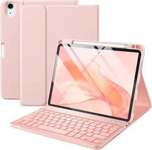 Harvopu iPad Air 11-inch M2/ 10.9 Inch Air 5th 4th Generation Case with Keyboard - Backlit Wireless Detachable, Folio Cover with Pencil Holder for iPad Air 11 2024/ Air 5 2022/ Air 4 (Pink)