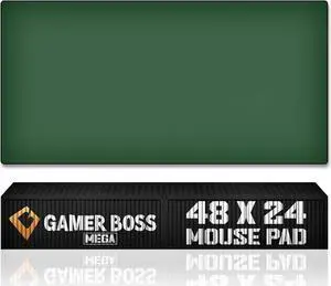 Gamer Boss - Gaming Mouse Pad - 48 x 24 Inches - 4mm Thick with Stitched Edges, Non-Slip Rubber Base, Premium Cloth Mousepad, Desk Mat for Laptop, Keyboard, Computer & PC (Mega, Dark Green)