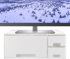 Gatuida Desk Monitor Stand Riser: Desk Organizer with Drawer for Office Supplies, White