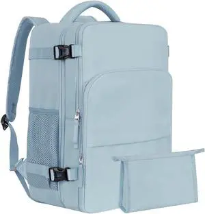 Getravel Large Travel Backpack Women, Carry On Bags For Airplanes, Lightweight Personal Item Bag, Laptop Backpack, Casual Work Gym College Weekender Bag, Light blue