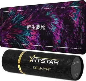 Hystar® Extended Gaming Mouse Pad | XXL 36" x 16" | 5mm Thick, Waterproof Surface, Smooth Polyester Fabric, and Natural Rubber Base | Dreamy Death