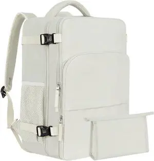 Getravel Large Travel Backpack Women, Carry On Backpack, Airplane Approved Personal Item Bag, Lightweight Laptop Backpack, Casual Work Gym College Weekender Bag, Beige
