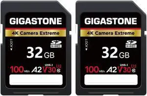 Gigastone 32GB SD Card, 4K Camera Extreme, A2 V30 SDHC Memory Card High Speed 4K Full HD Video Compatible with Canon Nikon Sony Pentax Kodak Olympus Panasonic Digital Camera, with 1 Mini case