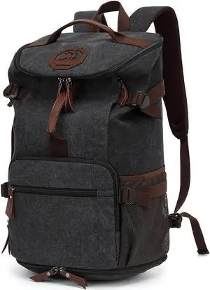 Gym Duffle Bag Backpack 4-Way Vintage canvas with Shoes Compartment for travel Sport Hiking laptop (Vintage black)